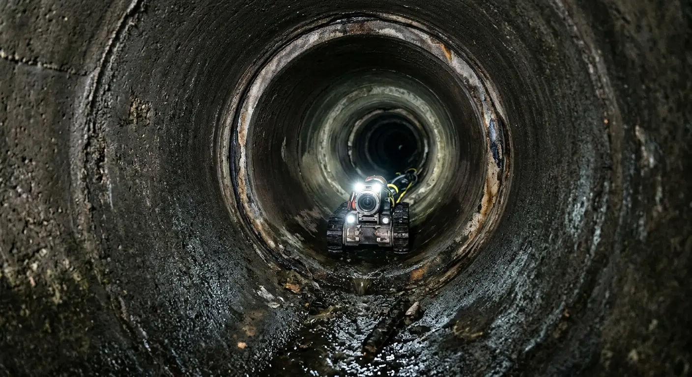 Robotic sewer camera inspecting pipe interior for Drain Snake Service in Heeia